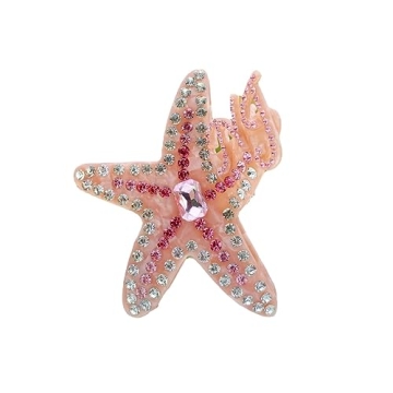Big Pink Starfish with Diamond Hair Clip - Acetate Claw Clip for Women, Ideal Hair Accessories