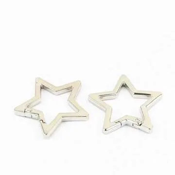 Silver Star Shaped Stainless Steel Keychain Clip Carabiner Snap Hook Holder Star Carabiner Hook Clip Key Holder Carabiner Clip Keychain Carabiners for Keys and Wallet Accessory with Key Chain Rings