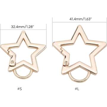 Silver Star Shaped Stainless Steel Keychain Clip Carabiner Snap Hook Holder Star Carabiner Hook Clip Key Holder Carabiner Clip Keychain Carabiners for Keys and Wallet Accessory with Key Chain Rings