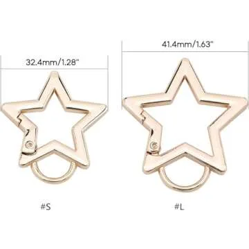 Silver Star Shaped Stainless Steel Keychain Clip Carabiner Snap Hook Holder Star Carabiner Hook Clip Key Holder Carabiner Clip Keychain Carabiners for Keys and Wallet Accessory with Key Chain Rings