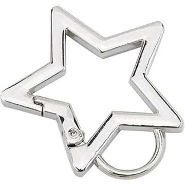 Silver Star Shaped Stainless Steel Keychain Clip Carabiner Snap Hook Holder Star Carabiner Hook Clip Key Holder Carabiner Clip Keychain Carabiners for Keys and Wallet Accessory with Key Chain Rings