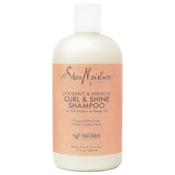 SheaMoisture Curl and Shine Coconut Shampoo 13 oz for Curly Hair, Paraben Free