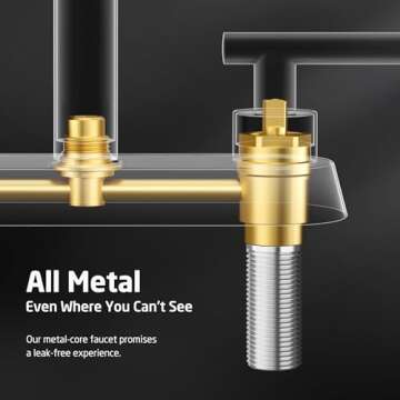 All Metal 4 Inch Matte Black Bathroom Sink Faucet, KES cUPC Centerset Vanity Faucet Modern 2 Handle,...