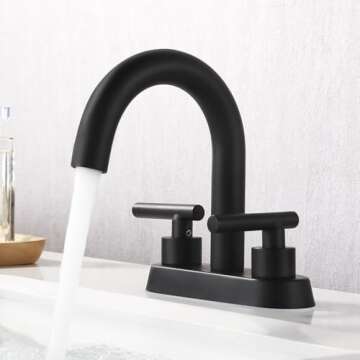 All Metal 4 Inch Matte Black Bathroom Sink Faucet, KES cUPC Centerset Vanity Faucet Modern 2 Handle, Sink Drain Not Included, L4117LFF12-BK