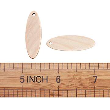 KISSITTY 200pcs Natural Unfinished Blank Wooden Oval Flat Pendants Wheat 1.4x0.47 Inch for Earring Pendant Jewelry DIY Craft Making