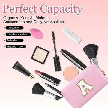 HENGNI Personalized Chenille Makeup Bag for Women