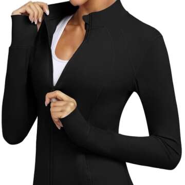 Cighay Women's Athletic Full Zip Workout Jacket - Lightweight with Pockets