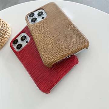 ZIPULIS Personalise Gold Silver Initial Letters Leather Case for iPhone 14 Promax 13 Pro Xs Max 12 11 XR 7 8 Plus Luxury Lizard Skin Texture PU Cover (Burgundy)