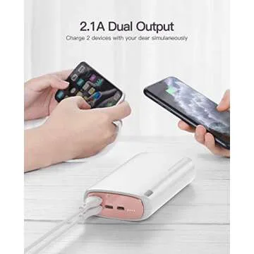 Kuulaa Portable Charger 26800mAh Power Bank iPhone Portable Charger 2 USB Output Battery Pack Charger Portable USB C & Micro Input Compatible with All Smart Phones and USB Devices, White
