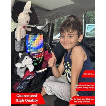 OZKAYA 2 pack Car Backseat Organizer Upgraded Version, Double Stitching Durable 10 Storage Pockets, 10" Touch Screen Tablet Holder with Usb Holes, Seat Back Protectors, Backseat Car Organizer