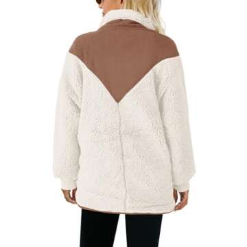 Panadila Womens Fuzzy Fleece Pullover Oversized Sherpa Sweatshirt with Pockets Trendy Warm Button Down Sweater (White,XL)