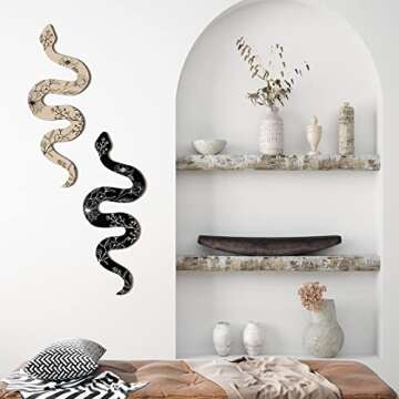Boho Wooden Snake Wall Decor Set for Unique Rooms