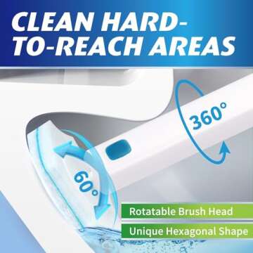 Ksend Toilet Bowl Brush and Holder - Disposable Toilet Brush Set with 16 Refills & 1 Storage Caddy, Effective Toilet Scrubber Preloads Toilet Bowl Cleaners, Handy Cleaning Supplies, Household Supplies