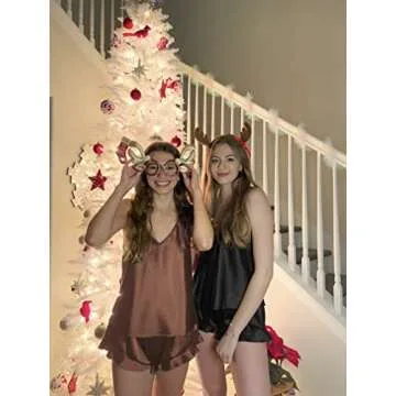 Ekouaer Satin Pajama Set Stylish Silk Pjs for Women