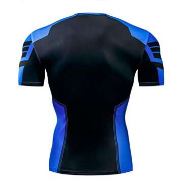 Triv Men's Compression Workout Nightwing Logo Short Sleeve T Shirt (Nightwing, Medium)