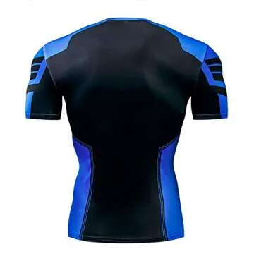 Triv Men's Compression Workout Nightwing Logo Short Sleeve T Shirt (Nightwing, Medium)