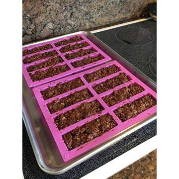 Palksky (2 Pcs) 8 Cavity Rectangle Granola Bar Silicone Mold/Nutrition/Cereal Bar Molds Energy Bar Maker for Chocolate Truffles Ganache Bread Brownie Cornbread Cheesecake Pudding Butter Mould