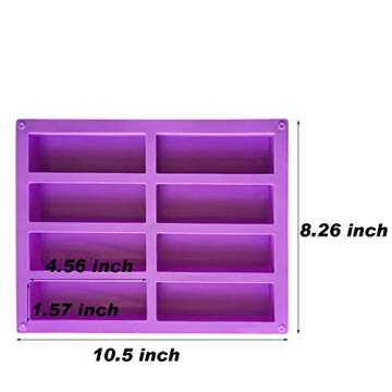 Palksky (2 Pcs) 8 Cavity Rectangle Granola Bar Silicone Mold/Nutrition/Cereal Bar Molds Energy Bar Maker for Chocolate Truffles Ganache Bread Brownie Cornbread Cheesecake Pudding Butter Mould