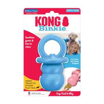 KONG Puppy Binkie - Pacifier Dog Toy for Puppies - Stuffable Treat Chew Toy for Treats - Durable Nat...