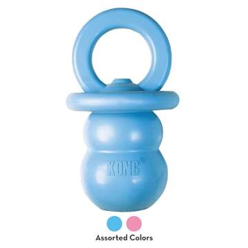KONG Puppy Binkie - Pacifier Dog Toy for Puppies - Stuffable Treat Chew Toy for Treats - Durable Natural Rubber for Teething Puppy - for Medium Puppies - Blue