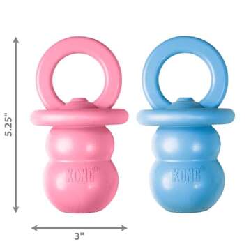 KONG Puppy Binkie - Pacifier Dog Toy for Puppies - Stuffable Treat Chew Toy for Treats - Durable Natural Rubber for Teething Puppy - for Medium Puppies - Blue