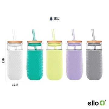 Ello Devon Glass Tumbler with Silicone Sleeve & Straw