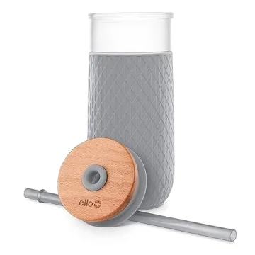 Ello Devon Glass Tumbler with Silicone Sleeve & Straw