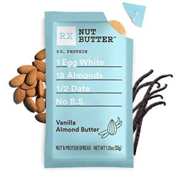 RX Nut Butter Almond Butter, Protein Snack, Lunch Snacks, Vanilla, 11.3oz Box (10 Packs)