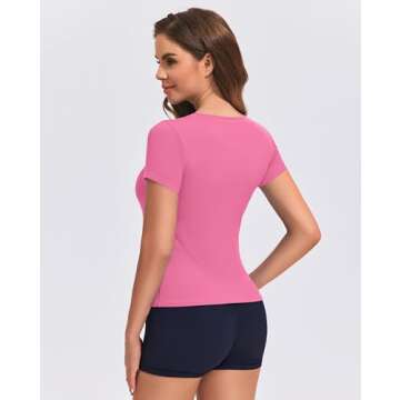 PINSPARK Workout Top for Women - Soft & Stretchy Athletic Fit