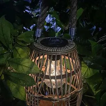 Pearlstar Solar Lanterns - Natural Rattan for Outdoor Elegance