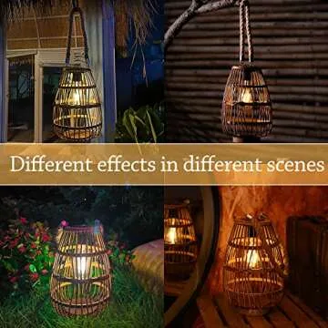 Pearlstar Solar Lanterns - Natural Rattan for Outdoor Elegance
