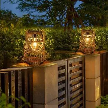 Pearlstar Solar Lanterns - Natural Rattan for Outdoor Elegance