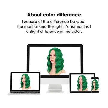 Earfodo Green Short Curly Wavy Bob Wig for All Occasions