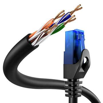 Ethernet Cable – 75ft – Internet, Patch & Network Cable with Break-Proof Design for Maximum US Internet speeds (Ideal for Gaming/Networks/LANs/Router/Modem/Switch, Blue RJ45 Plug) by CableDirect