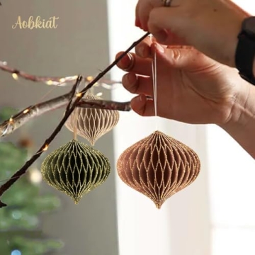 AOBKIAT Mini Paper Honeycomb Lanterns for Christmas Decor