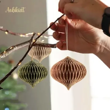 AOBKIAT Mini Paper Honeycomb Lanterns for Christmas Decor