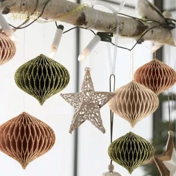 AOBKIAT Mini Paper Honeycomb Lanterns for Christmas Decor