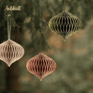 AOBKIAT Mini Paper Honeycomb Lanterns for Christmas Decor