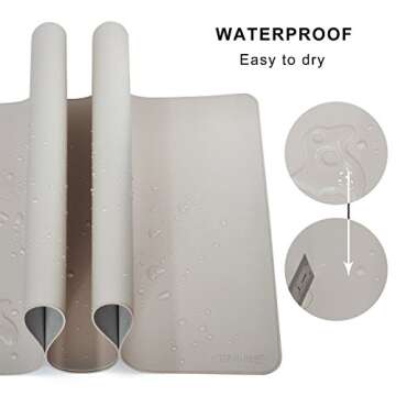 CENNBIE 39.3" x 19.6" Leather Desk mat,Desk mats on top of desks, Perfect Desk Mate for Office and Home, Rectangular, Large(Cream Color)