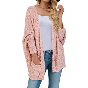 MEROKEETY Women's 2024 Winter Fuzzy Popcorn Batwing Sleeve Cardigan Knit Oversized Sherpa Sweater Co...