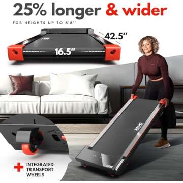 REVO Walking Pad Treadmill for Home with Remote | Portable Under Desk Treadmills with 0.5-4mph Speed Range | 300lbs Max Weight & 6ft 6in Max Height | Backed by 2 Year Promise