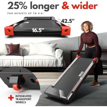 REVO Walking Pad Treadmill for Home with Remote | Portable Under Desk Treadmills with 0.5-4mph Speed Range | 300lbs Max Weight & 6ft 6in Max Height | Backed by 2 Year Promise