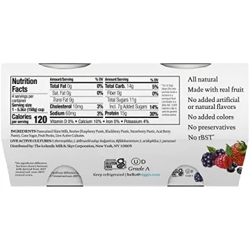 Siggi's Nonfat Mixed Berries & Acai Yogurt 4 Pack