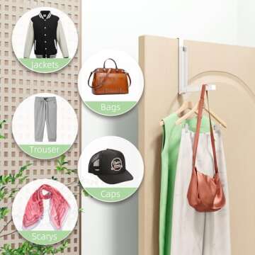 BAKON Over The Door Hanger Folding Clothes Drying Rack, Folding Hanging Coat Rack for Indoor Laundry Room Compact Small Space Foldable Portable Clothing Hanger Hook Collapsible- 2 Pack