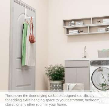 BAKON Over The Door Hanger Folding Clothes Drying Rack, Folding Hanging Coat Rack for Indoor Laundry Room Compact Small Space Foldable Portable Clothing Hanger Hook Collapsible- 2 Pack