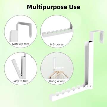 BAKON Over The Door Hanger Folding Clothes Drying Rack, Folding Hanging Coat Rack for Indoor Laundry Room Compact Small Space Foldable Portable Clothing Hanger Hook Collapsible- 2 Pack