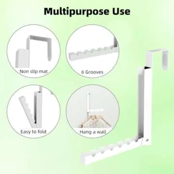 BAKON Over The Door Hanger Folding Clothes Drying Rack, Folding Hanging Coat Rack for Indoor Laundry Room Compact Small Space Foldable Portable Clothing Hanger Hook Collapsible- 2 Pack
