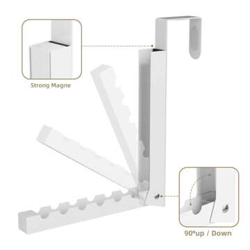 BAKON Over The Door Hanger Folding Clothes Drying Rack, Folding Hanging Coat Rack for Indoor Laundry Room Compact Small Space Foldable Portable Clothing Hanger Hook Collapsible- 2 Pack