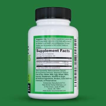 DOCTOR RECOMMENDED SUPPLEMENTS Berberine Plus 1200mg Per Serving - 120 Veggie Capsules Royal Jelly (...