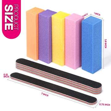 10pcs Nail Files and Buffers, Teenitor Professional Manicure Tool 5pcs 100/180 Grit Emery Board 5pcs Medium Grit Buffer Block, 4 Sided Nail Care Products